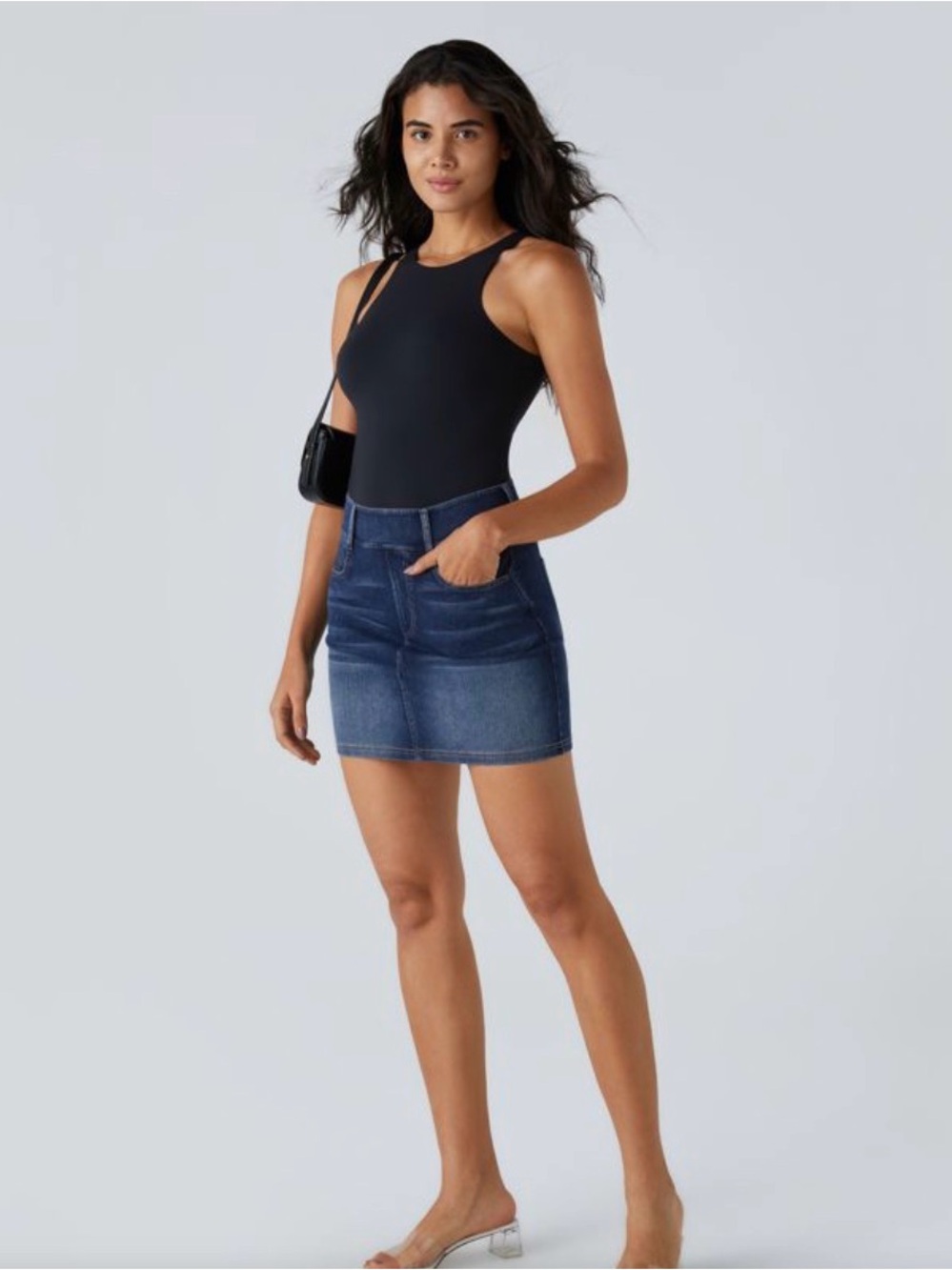 HALARA Dark Blue Denim Mini Skirt - Picture 7 of 8